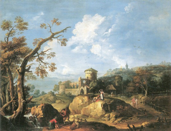 Landschaft mit Burg by Francesco Zuccarelli
